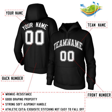 Custom Black White-Black-Gray Classic Style Training Uniform Pullover Hoodie