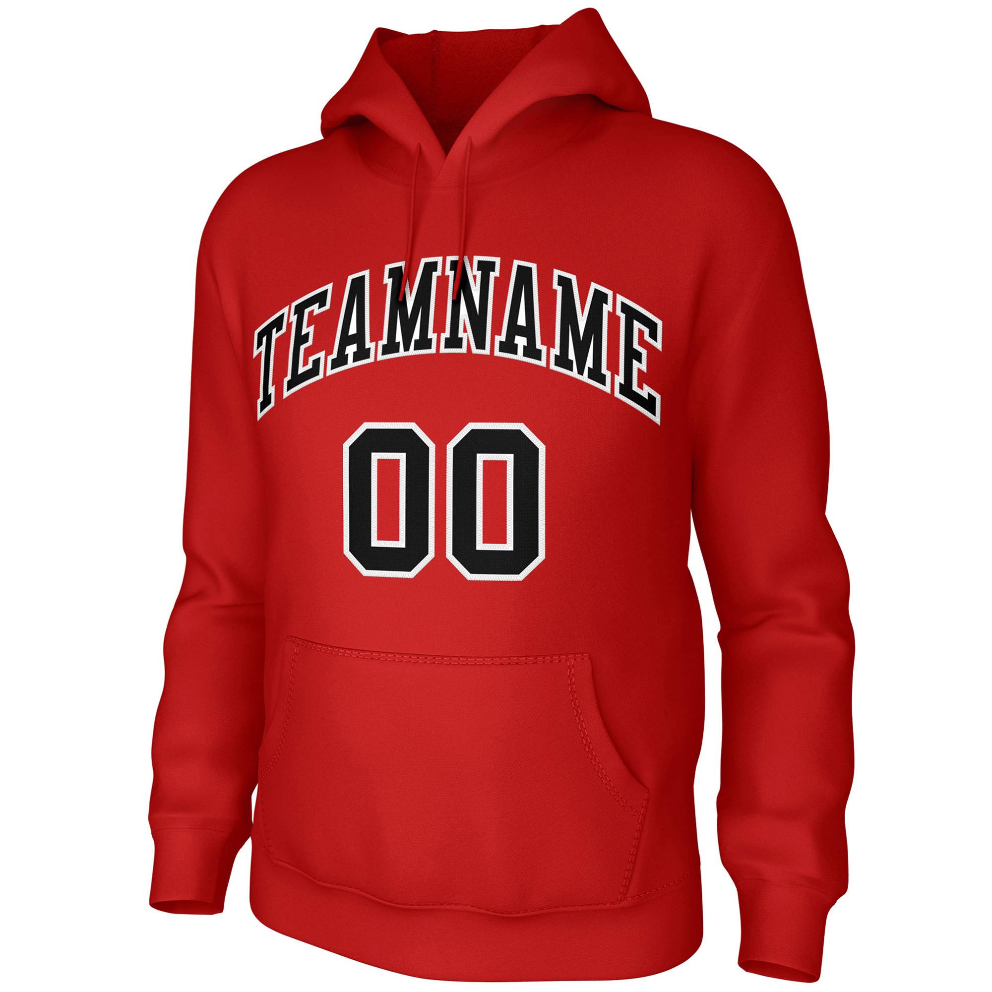 Custom Red Black-White Classic Style Training Uniform Pullover Hoodie