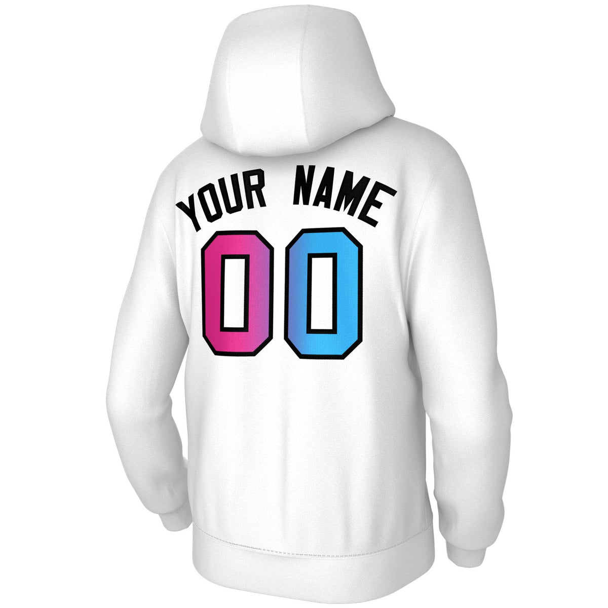Custom Stitched White Pink-Black Gradient Fashion Pullover Sweatshirt Hoodie
