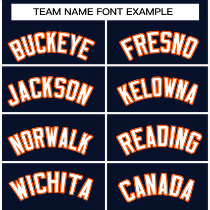 Custom Stitched Navy Orange-White Raglan Sleeves Sports Pullover Sweatshirt Hoodie For Women