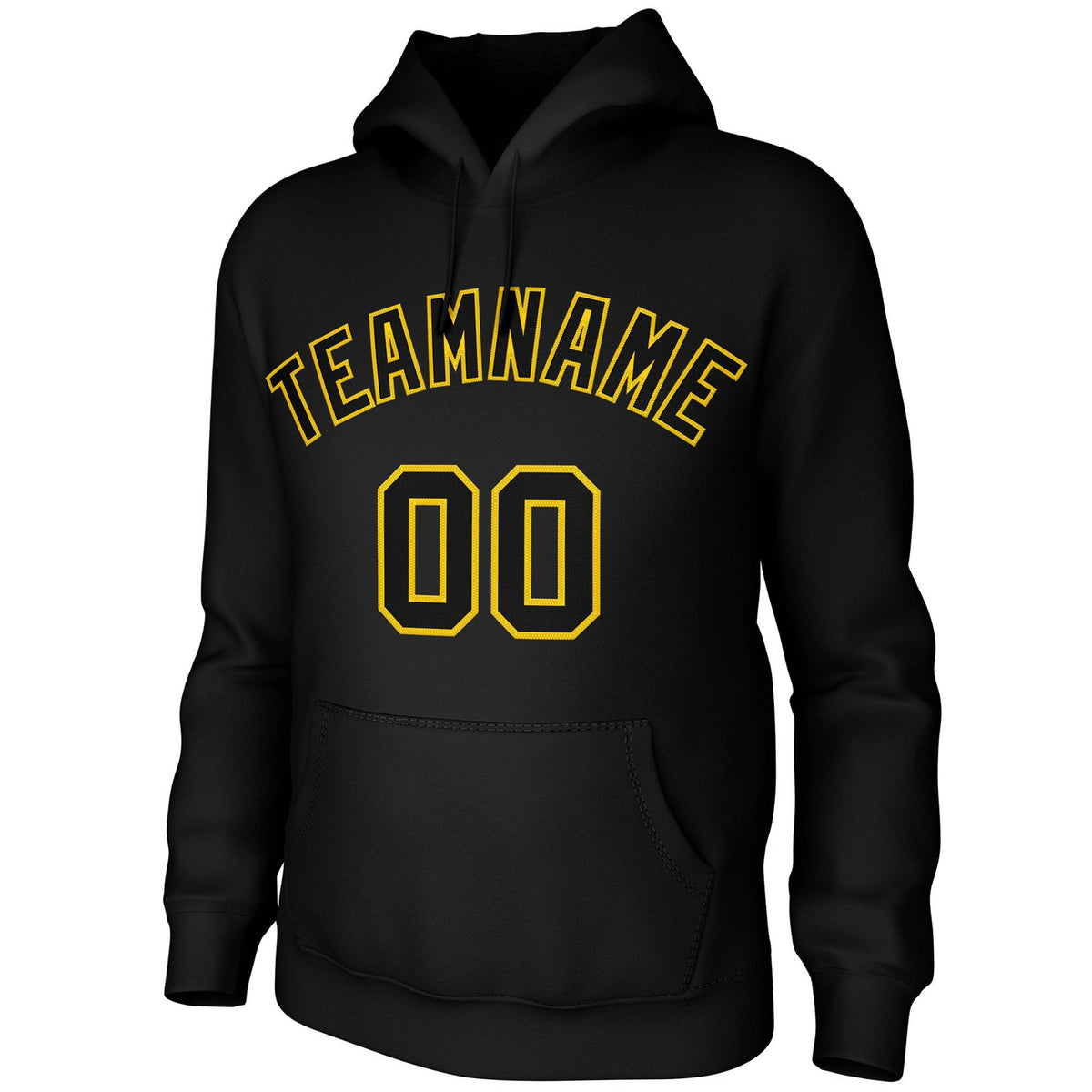 Custom Black Yellow Classic Style Sweatshirts Uniform Pullover Hoodie