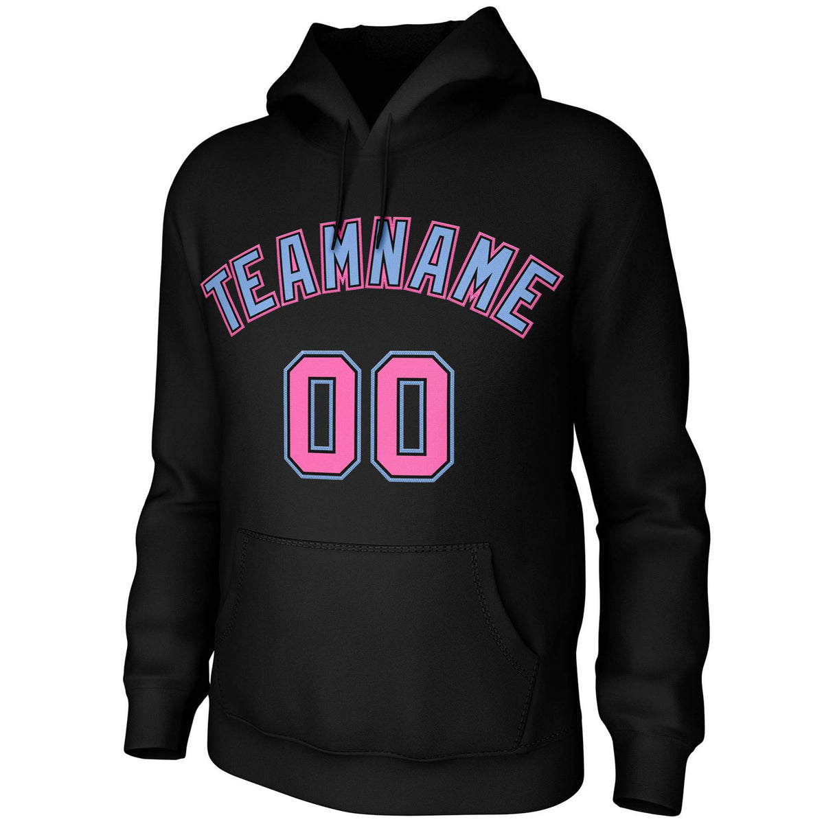 Custom Black-Light Blue-Pink Classic Style Sweatshirts Uniform Pullover Hoodie
