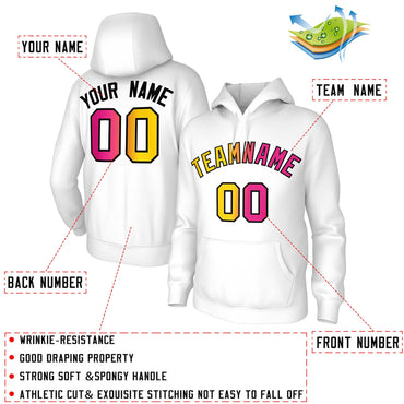Custom Stitched White Gradient Fashion Athletic Pullover Sweatshirt Hoodie