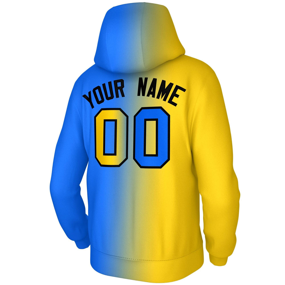 Custom Stitched Royal Gold Gradient Fashion Athletic Pullover Sweatshirt Hoodie