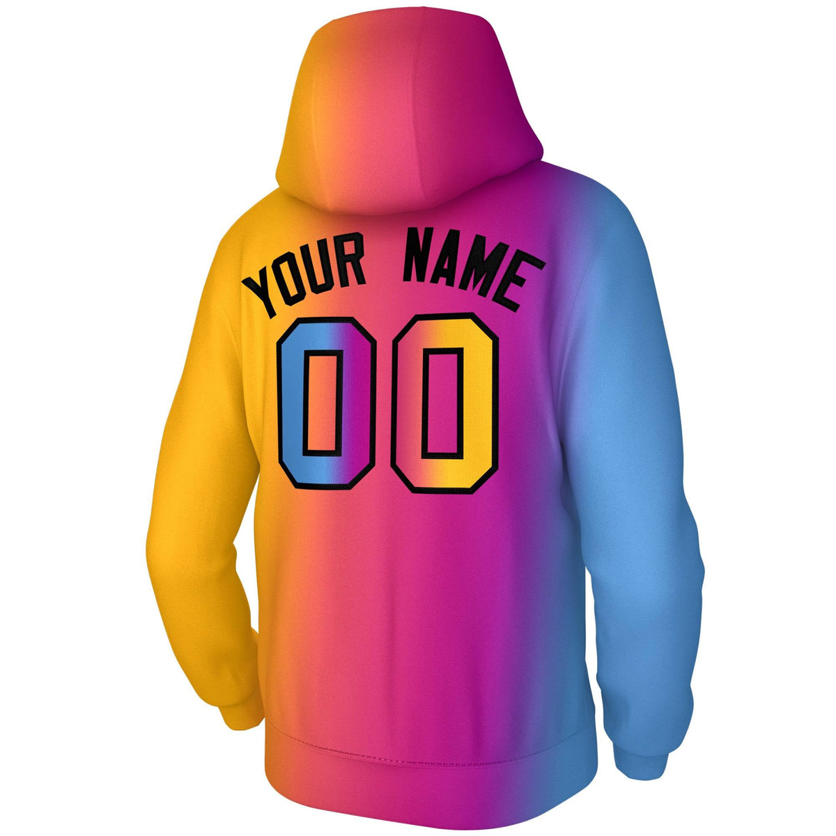 Custom Stitched Powder Blue Purple Pink-Yellow Gradient Fashion Athletic Pullover Sweatshirt Hoodie