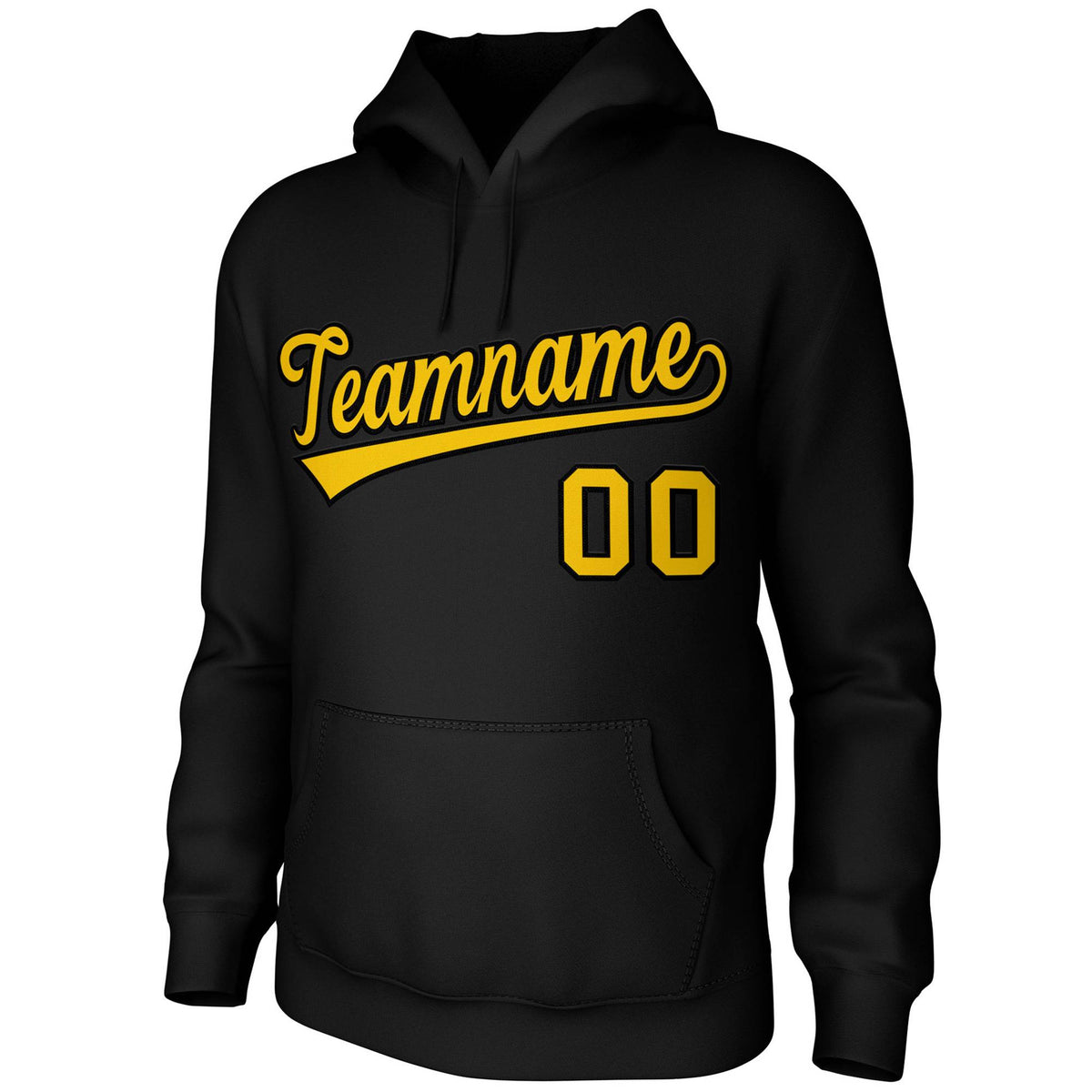 Custom Black Yellow-Black Classic Style Sports Uniform Pullover Hoodie