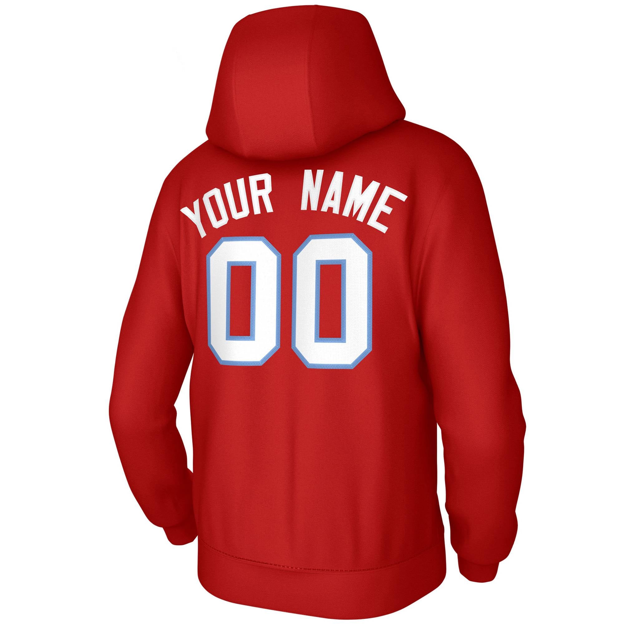 Custom Red White-Light Blue Classic Style Sports Uniform Pullover Hoodie