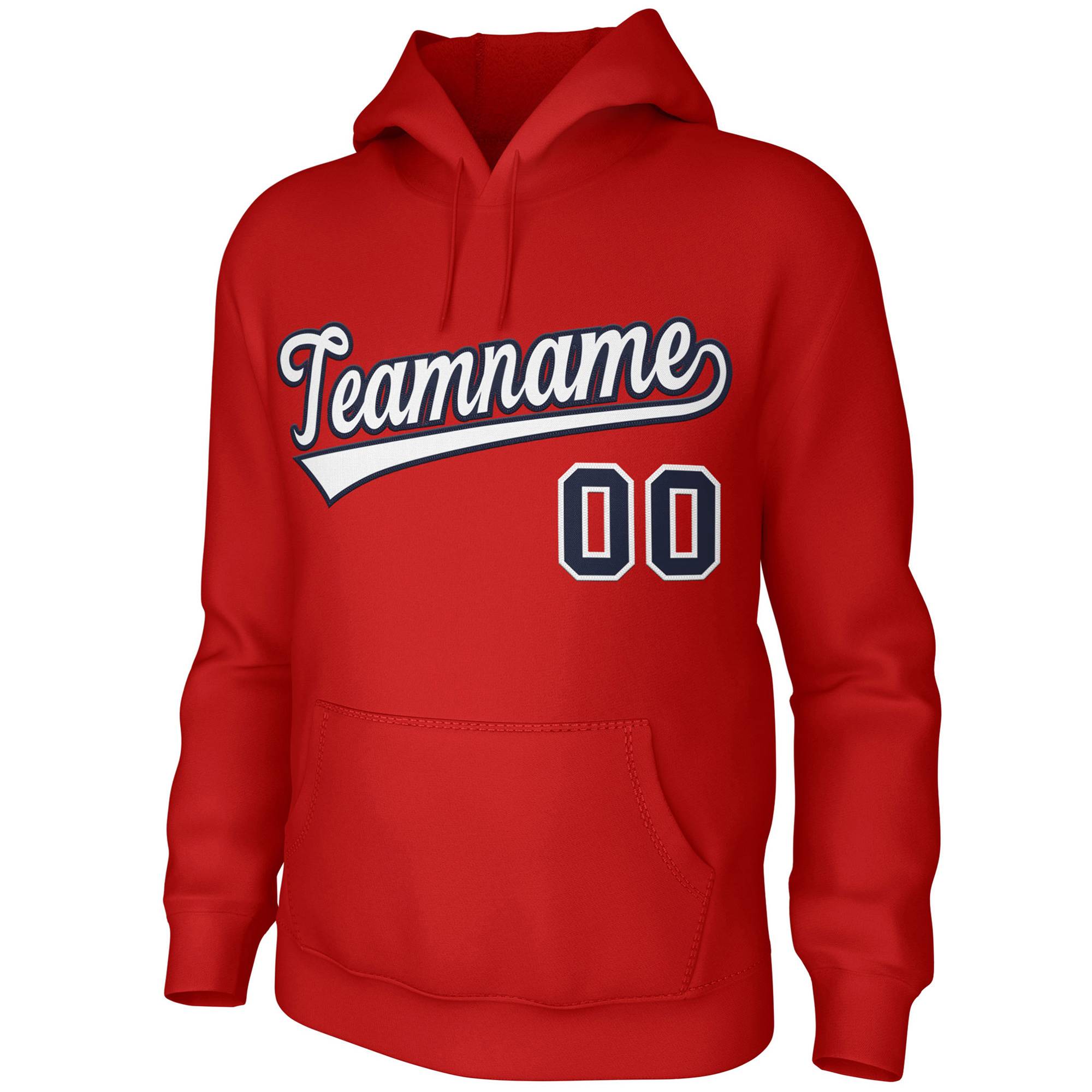Custom Red White-Navy Classic Style Sports Uniform Pullover Hoodie