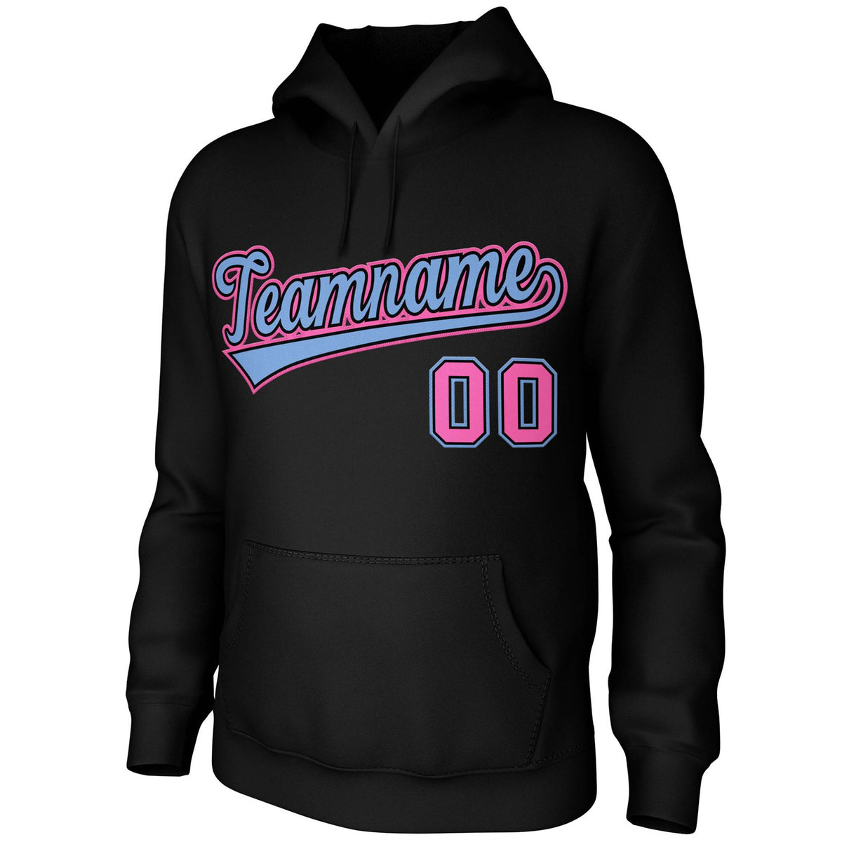 Custom Black-Light Blue-Pink Classic Style Sports Uniform Pullover Hoodie
