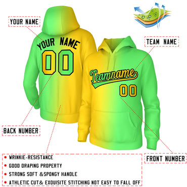 Custom Stitched Neon Green Gradient Fashion Sports Pullover Sweatshirt Hoodie