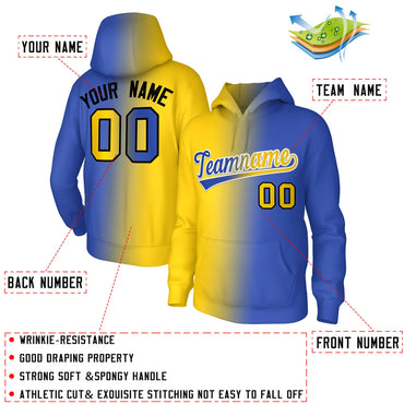 Custom Stitched Gold Royal Gradient Fashion Sports Pullover Sweatshirt Hoodie