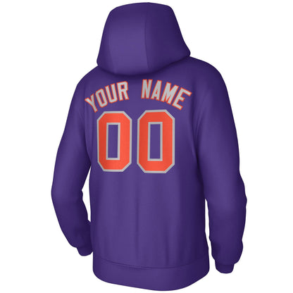 Custom Purple Gray Orange Classic Style Personalized Uniform Pullover Hoodie