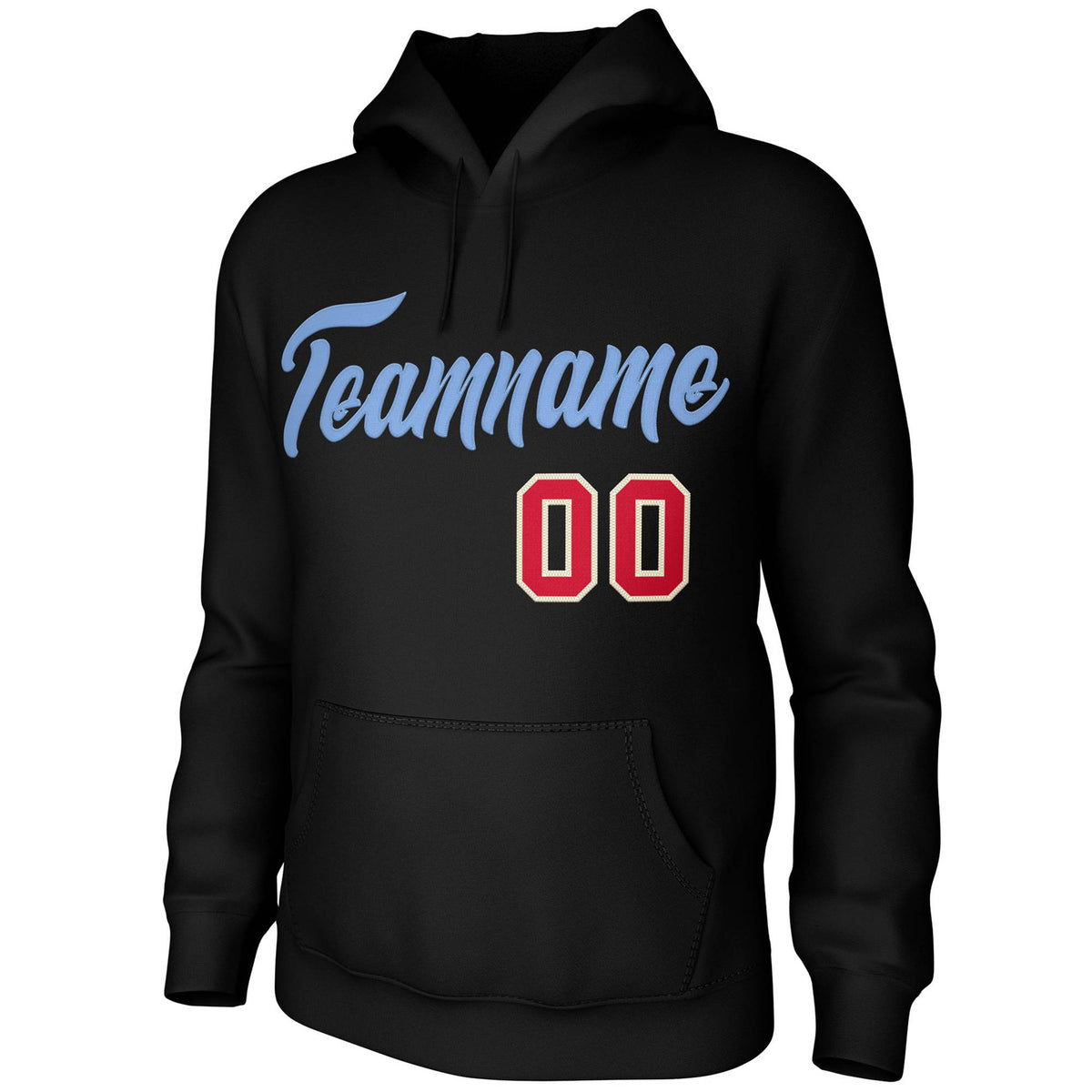 Custom Black-Light Blue Classic Style Personalized Uniform Pullover Hoodie