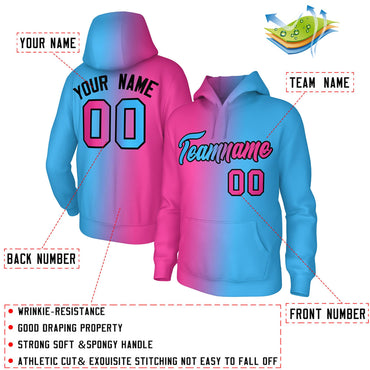 Custom Pink Gradient Fashion Pullover Sweatshirt Hoodie
