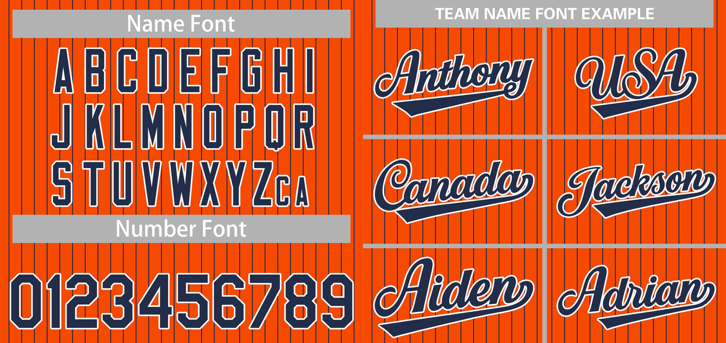 Custom Orange Navy-White Stripe Fashion Authentic Baseball Jersey