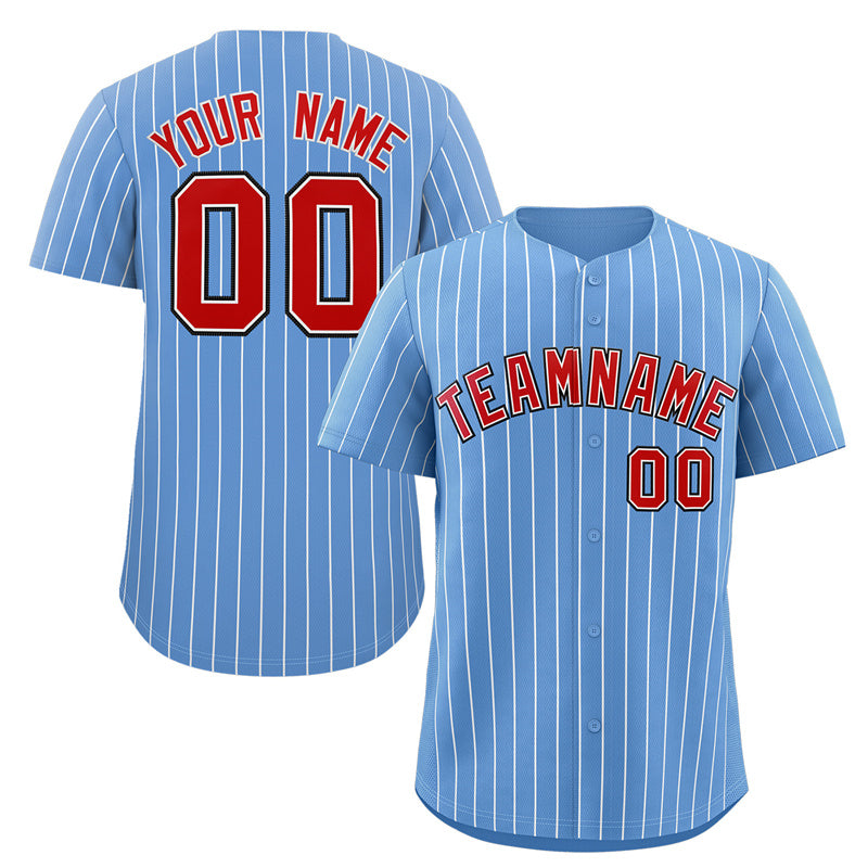 Custom Light Blue Red-Royal Stripe Fashion Authentic Baseball Jersey