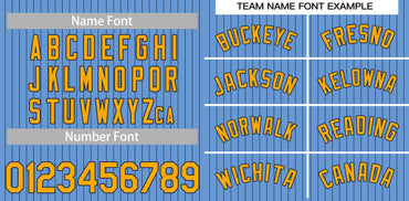 Custom Light Blue Yellow-Navy Stripe Fashion Authentic Baseball Jersey