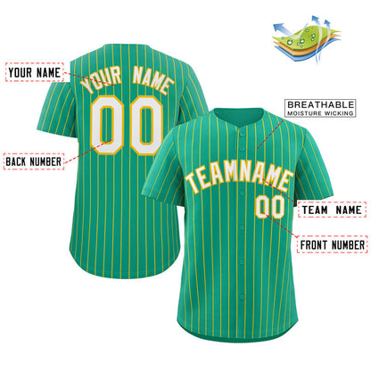 Custom Teal White-Gold Stripe Fashion Authentic Baseball Jersey