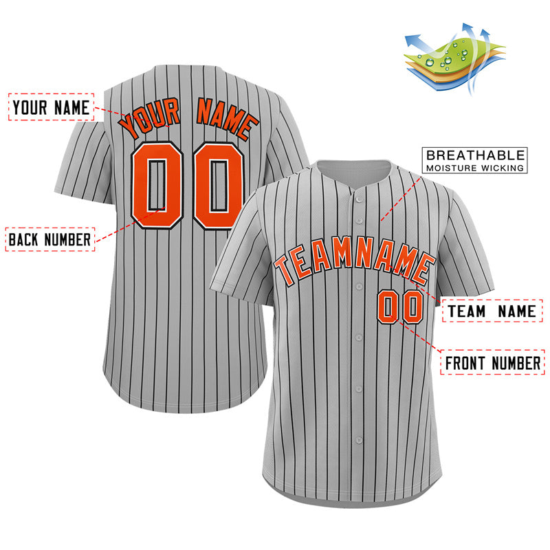Custom Gray Orange-Black Stripe Fashion Authentic Baseball Jersey
