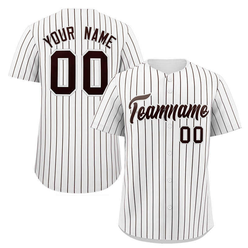 Custom White Brown Stripe Fashion Authentic Baseball Jersey