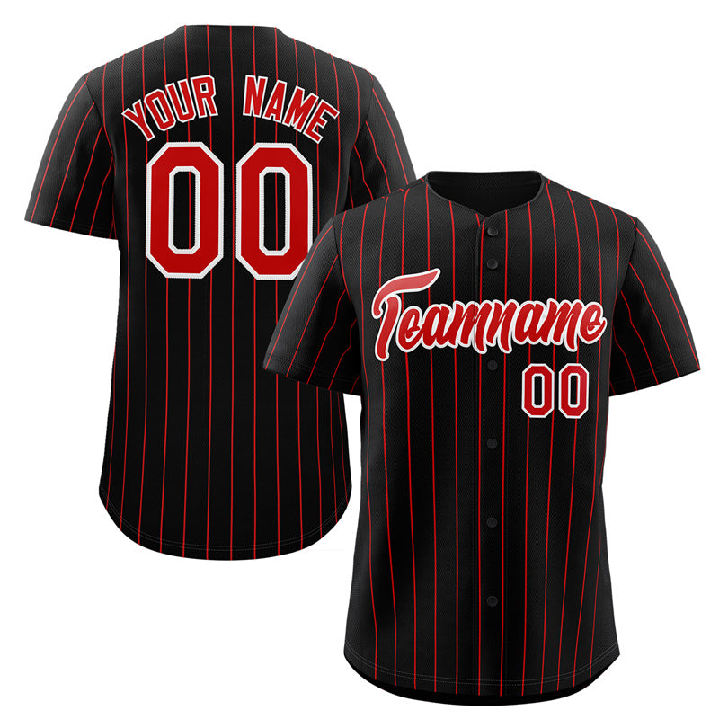 Custom Black Orange-White Stripe Fashion Authentic Baseball Jersey
