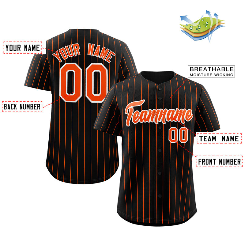 Custom Black Orange-White Stripe Fashion Authentic Baseball Jersey