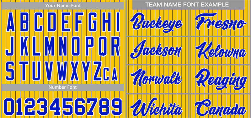 Custom Yellow Royal-White Stripe Fashion Authentic Baseball Jersey