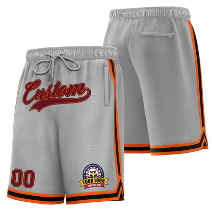 Custom Gray Crimson-Black Classic Style Basketball Mesh Shorts