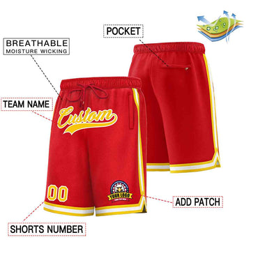Custom Red Gold-White Classic Style Basketball Mesh Shorts