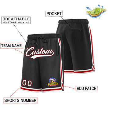 Custom Black White Red Basketball Shorts