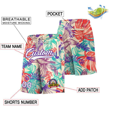 Custom Khaki White-Purple Font Personalized Graffiti Pattern Shorts