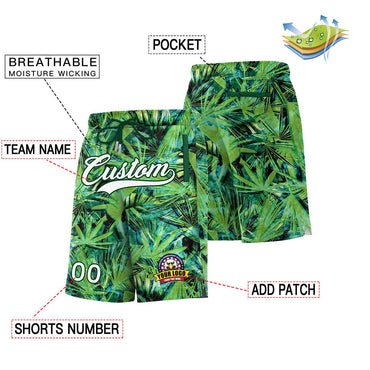 Custom Green White Font Personalized Graffiti Pattern Shorts