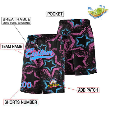 Custom Powder Blue Pink Font Personalized Graffiti Pattern Shorts