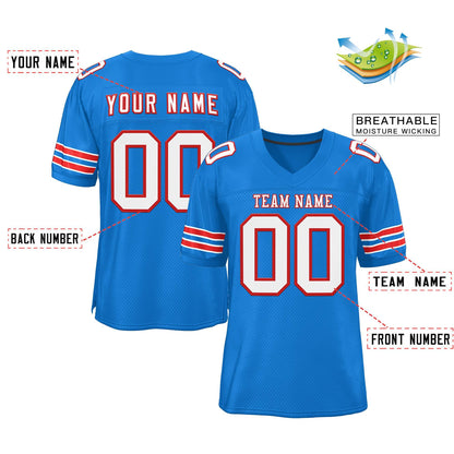 Custom Panther Blue White-Red Classic Style Authentic Football Jersey