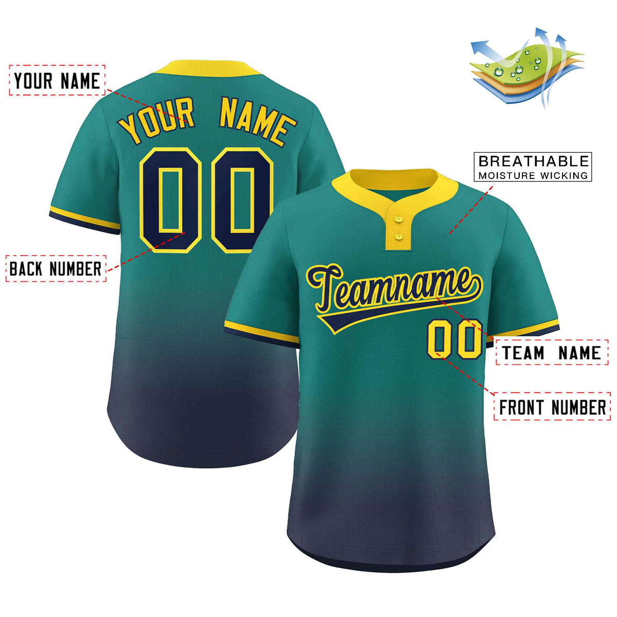 Youth 2 Button Baseball Jersey