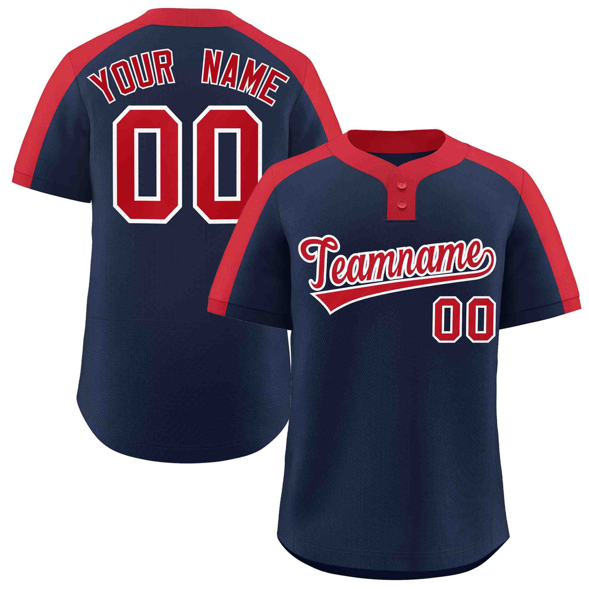 Custom Navy Red-White Classic Style Authentic Two-Button Baseball Jersey