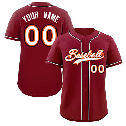 Custom Crimson White-Black Classic Style Authentic Baseball Jersey