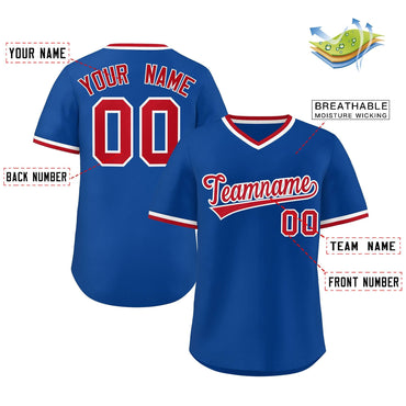 Custom Royal Red-White Orange Classic Style Outdoor Authentic Pullover Baseball Jersey