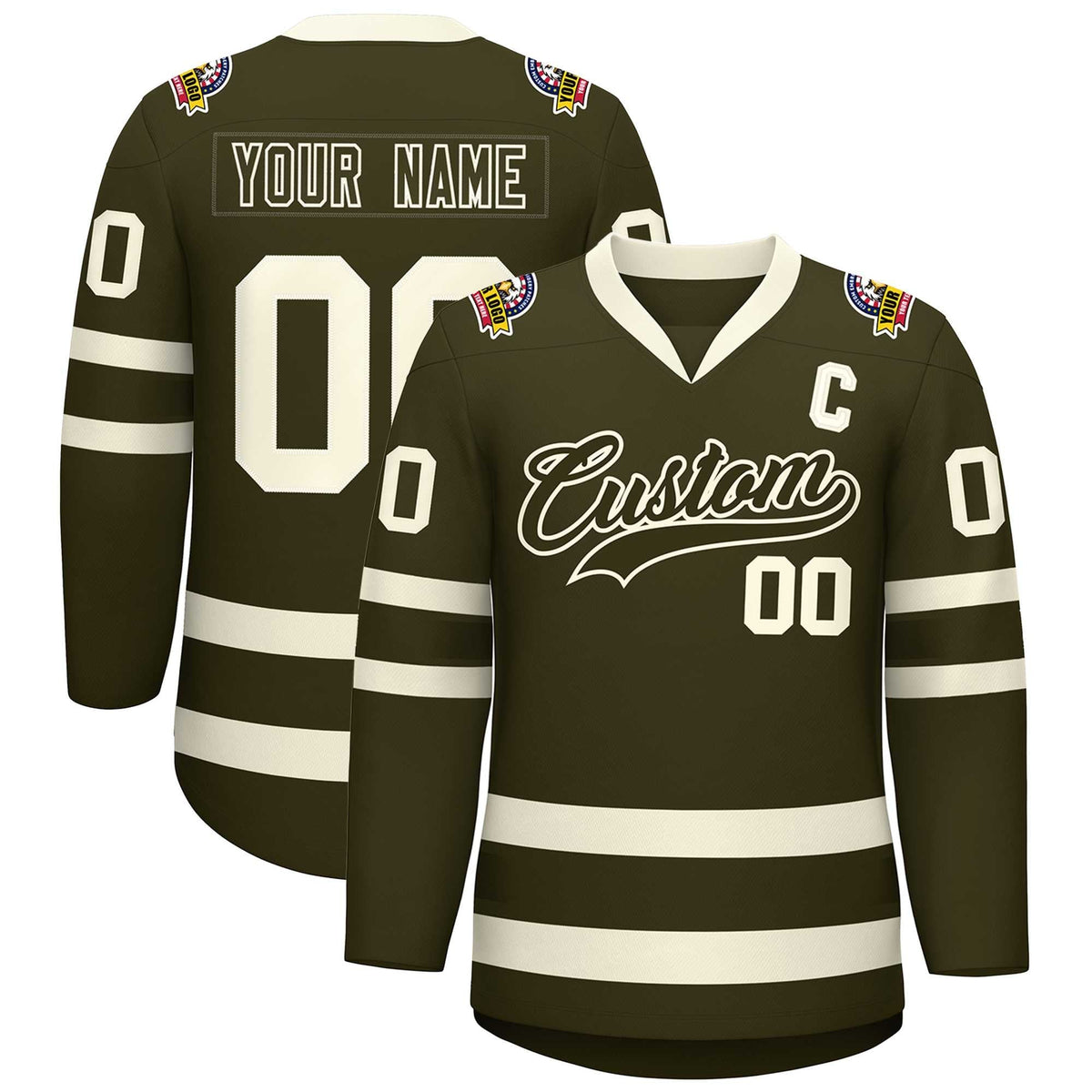Custom Olive Olive-Khaki Classic Style Hockey Jersey