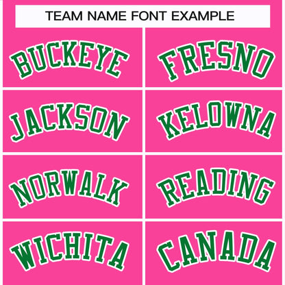 Custom Pink Kelly Green-White Classic Style Hockey Jersey
