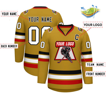 Custom Old Gold Black-White Classic Style Hockey Jersey