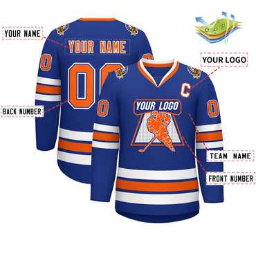 Custom Royal Orange Royal-White Classic Style Hockey Jersey