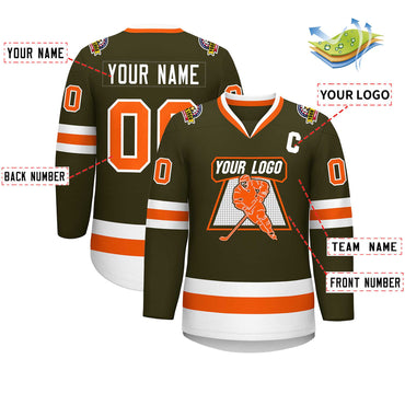 Custom Olive Orange-White Classic Style Hockey Jersey