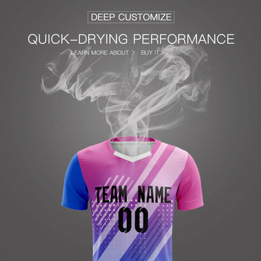 Custom Royal Black Pink Breathable Sport Soccer Sets Jersey