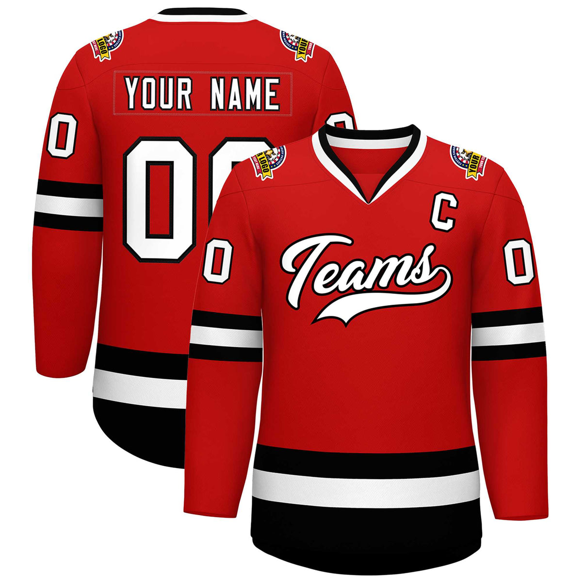 Custom Red White-Black Classic Style Hockey Jersey
