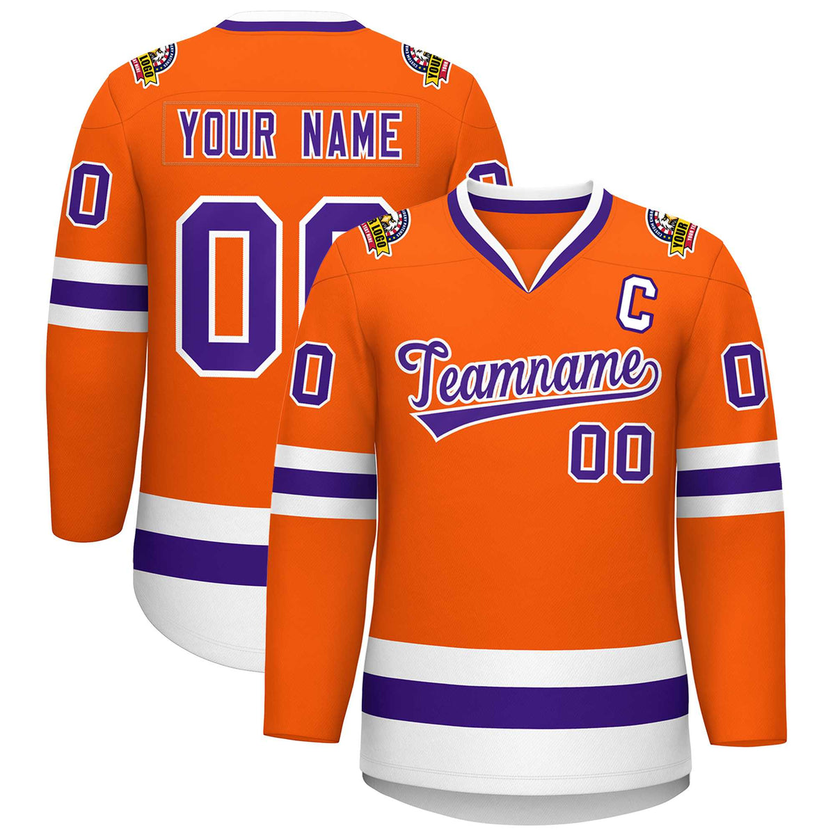 Custom Orange Purple-White Classic Style Hockey Jersey