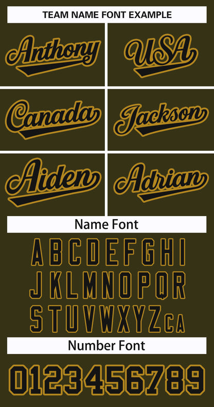 Custom Olive Black-Old Gold Classic Style Hockey Jersey
