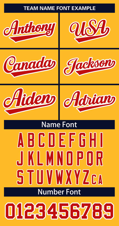 Custom Gold Red-White Classic Style Hockey Jersey
