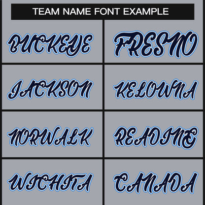 Custom Gray Navy White-Powder Blue Classic Style Hockey Jersey