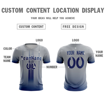 Custom Gray Navy Sport Soccer Tops Jersey
